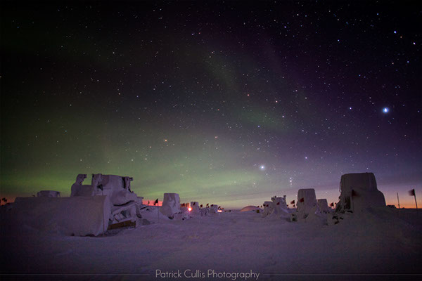 Heavy machinery parked for the winter at the South Pole Station, Antarctica.