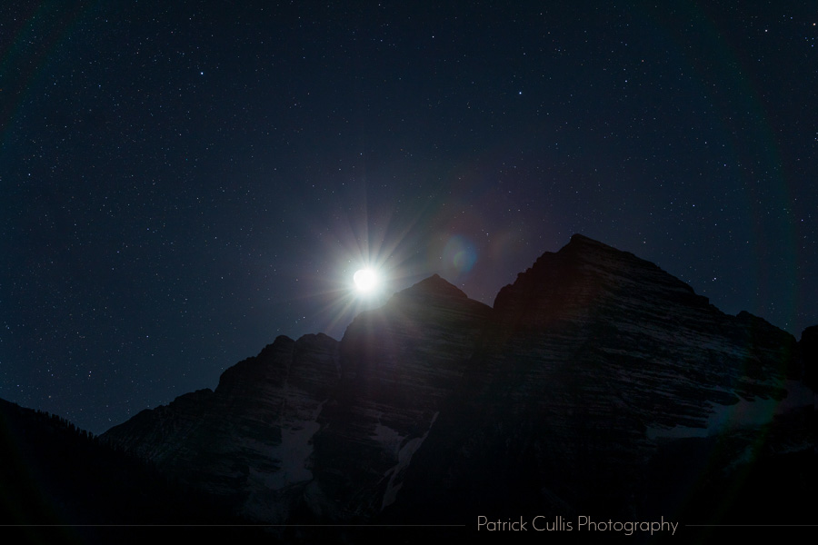 The moon setting behind the Maroon Bells by Patrick Cullis