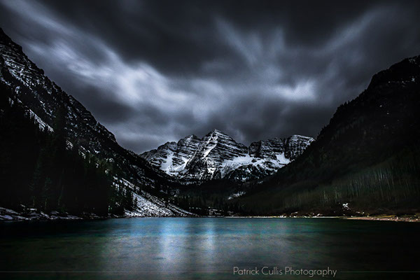 Cloudy night at the Maroon Bells by Patrick Cullis