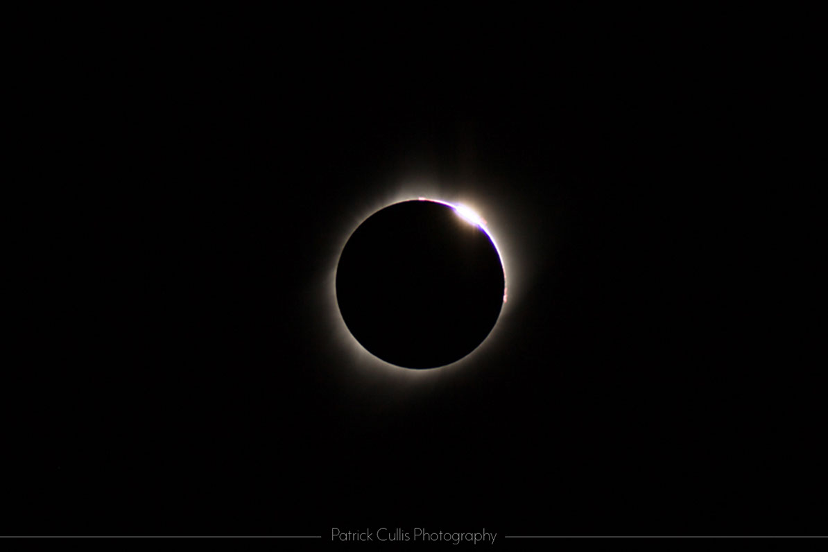 Total solar eclipse diamond ring ending the total solar eclipse.